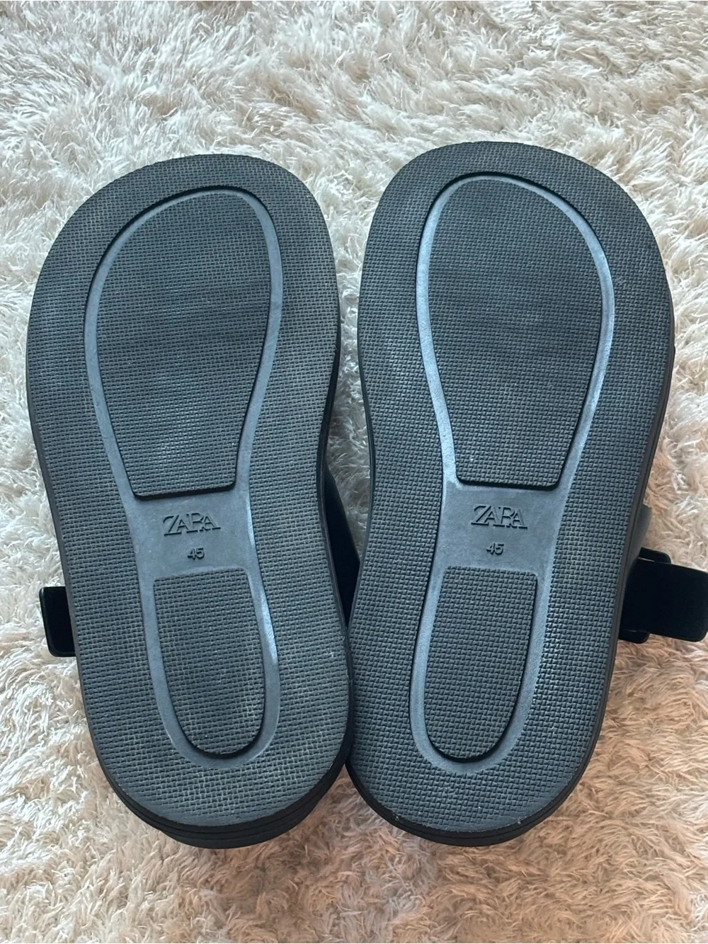 Zara Men's Black Double-Buckle Slide Sandals